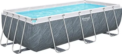 Produktbild von Power Steel™ Solo Pool ohne Zubehör 404 x 201 x 100 cm, Marmor-Optik (Schiefergrau), eckig