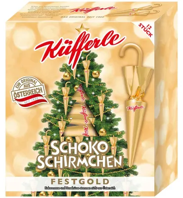 Produktbild von Küfferle Schokoschirmchen Festgold 12er