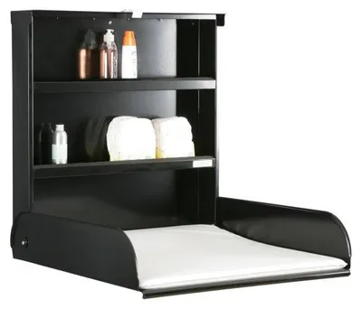 Klappbarer Wandwickeltisch aus Stahl schwarz inklusive Wickelauflage byBo 10221