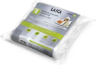 Produktbild von Laica VT3513 Vakuumfolienrollen für Lebensmittel 20 x 600 cm – 4 Stück, PA/PE, BPA-frei