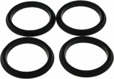 Four black rubber O-rings arranged in a 2x2 grid on a white background.