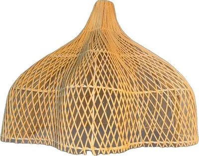 Image de Lustre, rotin tissé à la main, source lumineuse LED, diamètre 60 cm, ampoule non fournie