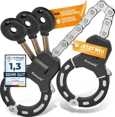 Produktbild von firstsafe® E Scooter Schloss - Handschellenschloss für E Roller | Fahrradschloss diebstahlsicher & mit Silikonschutz gegen Kratzer | Ideales E-Bike Fa