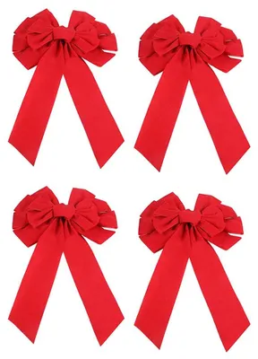 4 rote Samtschleifen 25x45 cm – Weihnachtsdeko für drinnen & draußen