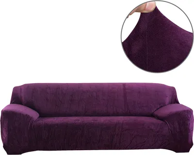 Produktbild von (4-Sitzer, Lila) Sofabezüge aus Stretch-Samt, rutschfeste Sofabezüge, Couchbezüge, elastischer Möbelschutz