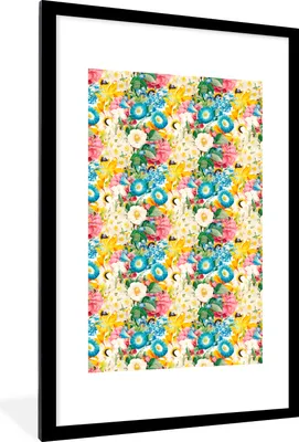 Produktbild von MuchoWow® MuchoWow® Gerahmtes Poster Blumen - Frühling - Collage 60x90 cm - Poster mit zchwarzem Bilderrahmen - Dekoration - Wandposter Wohnzimmer - Hochwertig
