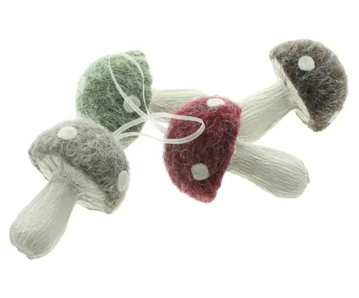 Produktbild von Deko-Hänger Pilzchen 4er Set, Textil Ø 5 x 8 cm