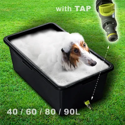 Produktbild von Prosper Plast Badewanne mit Ablaufventil für Hunde und Katzen, Haustierplanschbecken mit Wasserhahn, Kunststoff-Hundepool4 Größen Kapazität: 40L 72 x 41 x 22 cm