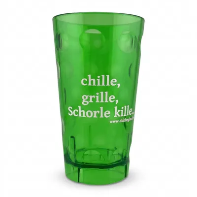 "Chille, Grille, Schorle kille..." Dubbebecher (Grün) aus Plastik - 0,5 Liter - Pfälzer Dubbeglas