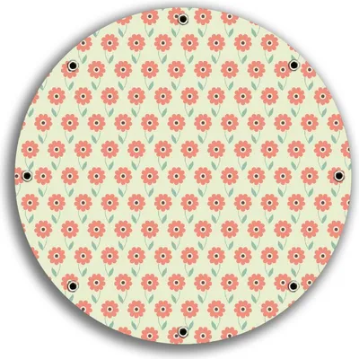 Produktbild von Wallario rundes Outdoor-Poster für Garten oder Balkon, Motiv Muster mit roten Blumen und grünen Blättern, 30 cm Durchmesser