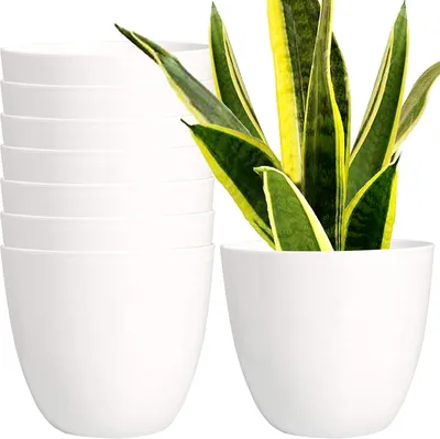Immagine prodotto di Vasi in Plastica da 16 cm con Drenaggio per Piante Set di 7 Pezzi Bianco