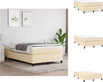 Produktbild von vidaXL Boxspringbett mit Matratze Creme 120x200 cm Stoff -  Betten & Bettgestelle