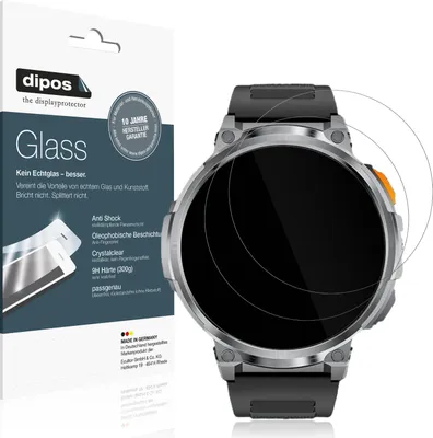 Produktbild von 2x Schutzfolie für FOXBOX FV6 Smartwatch 1.85 Zoll - Anti-Shock 9H Folie dipos Glass Kunststoffglas