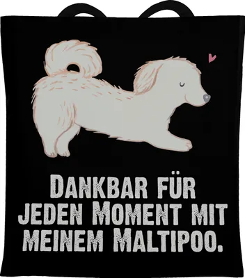 Produktbild von Mr. & Mrs. Panda Tote Bag Maltipoo Moment - Schwarz - Geschenk, Mischling, Shopping Tasche, Schultasche, Laptoptasche, Jutebeutel, Kreuzung
