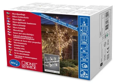 Lichterkette, 80 warmweiße LED-Lampen, IP44, 8,95 m, transparent