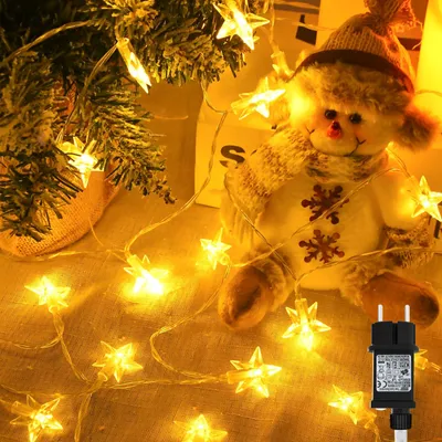 Lichterkette mit Sternen, 15 m, 100 LED, warmweiß, IP65, 8 Modi, Timer