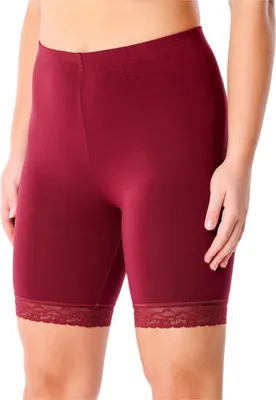 Image de Leggings courts pour femme Merry Style avec dentelle, pantalon de loisirs taille haute, pantalon de cycliste en viscose MS10-431 (bordeaux, S)