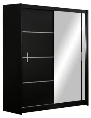 Produktbild von Masseno Schiebetürenschrank NASUS 203/215/61 cm 2-türig mit Spiegel Schwarz