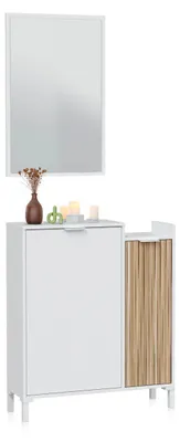 Imagen del producto de duehome -Mueble recibidor de 2 puertas y un espejo 77 cm Nitza