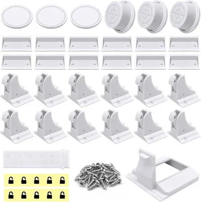 Obrázok produktu pre Detská poistka – 12 magnetických poistiek zásuviek – poistka proti otvoreniu s 3 kľúčmi – neviditeľné poistky skríň – vhodné pre deti – bez vŕtania – bez skrutiek