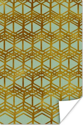 Produktbild von MuchoWow® Poster Muster - Luxus - Grün - Linien 20x30 cm - Papierdruck