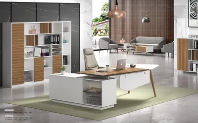 Image de Bureau en bois Bureau design moderne Tables d'aménagement de bureau Bureaux d'angle