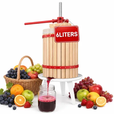 Produktbild von ACXIN 6L Obst‑ und Weinpresse, manuelle Hochdruck‑Spindelpresse mit verstärkter Metallspindel, inkl. Presstuch, für Hobby‑Winzer & kleine Erntebetriebe