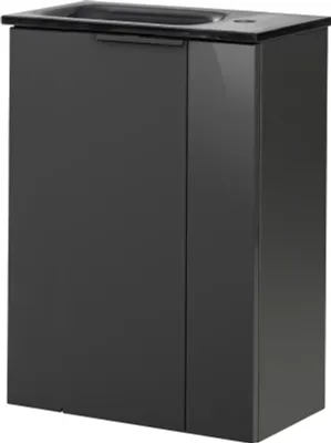 Produktbild von Fackelmann SBC LUNA Gäste WC Set 2-teilig 45 cm, Anthrazit, links, Glas Anthrazit