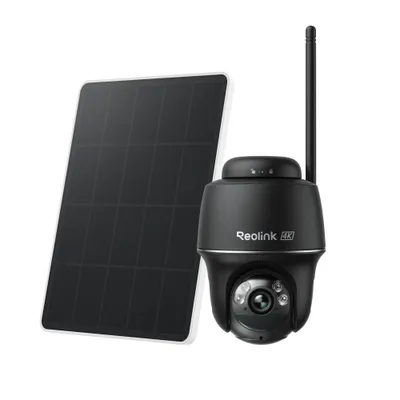 Produktbild von Reolink Argus PT Ultra + Solarpanel, 4K 8MP Akku Überwachungskamera Aussen, 2,4/5GHz WiFi, Auto-Tracking, Farbnachtsicht, Smarte Erkennung, Schwarz