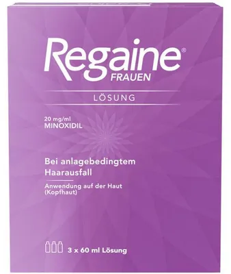 Produktbild von Haarwuchsmittel für Frauen, Johnson & Johnson, Regaine, Minoxidil 2%, inkl. Spray, 3x 60ml