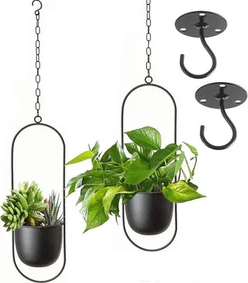 Produktbild von Famanu Hängende Blumentopf aus Metall - Schwarz, 2 Stück