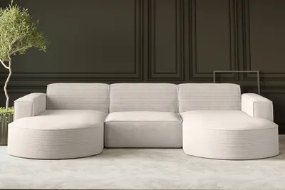 Produktbild von Kaiser Möbel Ecksofa Designer MODENA U STUDIO stoff Dicker cord Poso Beige