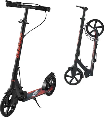 Productafbeelding van Kinderscooter voor kinderen vanaf 8 jaar, tieners en volwassenen, 2-wielerscooter met verstelbare stuurhoogte, breed antislipdek, opvouwbaar en lichtgewicht frame voor jongens en meisjes tot 99,8 kg, zwart