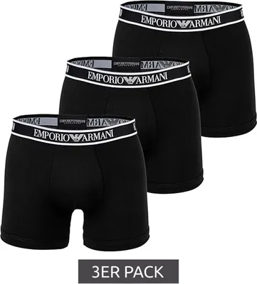 Produktbild von 3er Pack EMPORIO ARMANI Herren Boxershorts Baumwoll-Unterwäsche 111357 4R717 21320 Schwarz, Größe:L