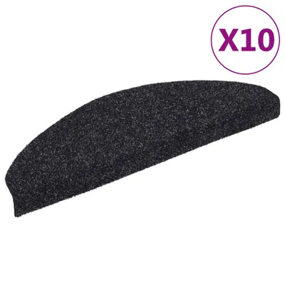 Produktbild von vidaXL Stufenmatten Selbstklebend 10 Stk. 65x21x4 cm Schwarz Halbrund Groß