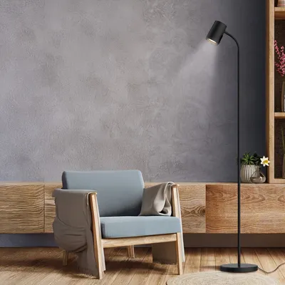 Zdjęcie produktu dla Lampa stojąca podłogowa nowoczesna czarna reflektorek 1xGU10 9W do salonu sypialni FELIX Polux
