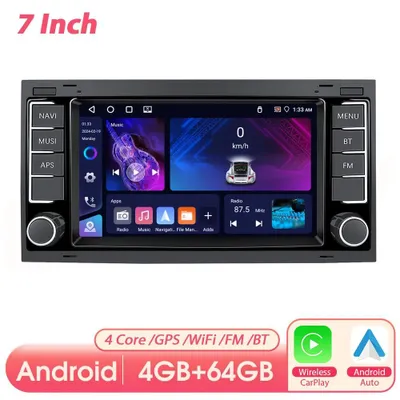 Obrázok produktu pre Android autorádio - 2-DIN, 18 cm - 4 GB RAM, 64 GB ROM - CarPlay, Android Auto - 1024x600 dotykový displej, funkcia rozdelenej obrazovky - pre VW Touareg/Transporter/Multivan - 4+64 GB