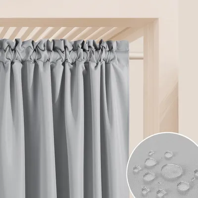 Imagen del producto de Cortina para jardín exterior con borlas, marca BEAUTY GARDEN, color gris claro, disponibles en diferentes tamaños (precio por unidad). MyBestHome. Dimensiones: 155x200 cm