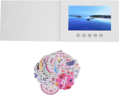 Zdjęcie produktu dla Wideo kartka okolicznościowa, odtwarzanie 720P HD, pamięć 128 MB, broszura, elektroniczna książka z ekranem LCD na rocznicę, urodziny, 12,7 cm