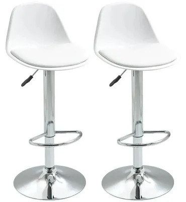 Image de 2 tabourets de bar réglables – modèle pivotant | Couleur : blanc | Dimensions : 42 x 40 x 82-104 cm