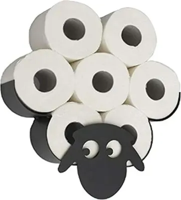 Obrázek produktu pro Držák na hygienický papír od Mouton, Support Mural z černého kovu na toaletní papír, sortiment hygienického papíru, Porte-Rouleau z hygienického papíru od Mouton z kovu na 7 rolí