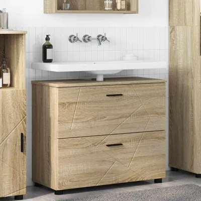 Image de Armoire de salle de bain Exclusive, en chêne Sonoma, dimensions : 76,5 x 35 x 64 cm