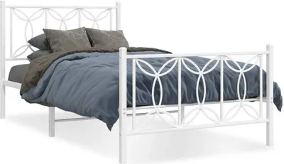 Produktbild von vidaXL Bettgestell mit Kopf- und Fußteil Metall Weiß 100x200 cm