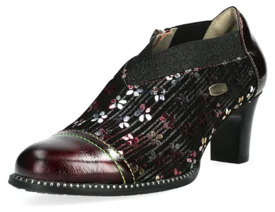 Produktbild von Laura Vita Damen Hochfrontpumps mit Blumenmuster und Ziernähten Elcodieo 42, Größe:39 EU, Farbe:Rot
