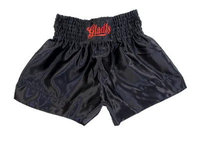 Immagine prodotto di Pantaloncini da kickboxing Gladts - Nero con logo rosso - Taglia L - Pantaloncini da kickboxing premium per uomini e donne