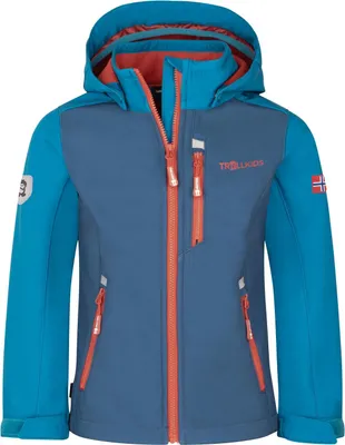 Produktbild von TROLLKIDS Balestrand Jungen Softshell Jacke mit abnehmbarer Kapuze blau 140