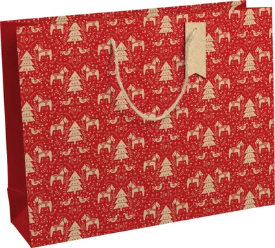 Produktbild von Clairefontaine 6x Geschenktasche Kraft, Weihnachten 373x118x275mm Rot X-28233-6C