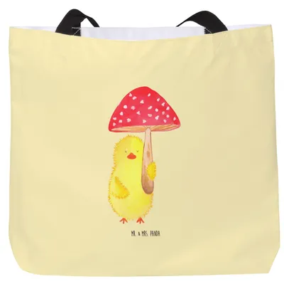 Produktbild von Mr. & Mrs. Panda Tote Bag Küken Fliegenpilz - Gelb Pastell - Geschenk, Ostern, Reisetasche, Ostergrüße, Laptoptasche, Einkaufstasche, Frohe, Glückspilz, Strandtasche