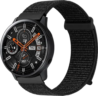Produktbild von Smartwatch Armband für Samsung Galaxy Watch Active 40mm Nylon Textil Band Ersatzband Wechselband Klettverschluss flexibel atmungsaktiv Schwarz