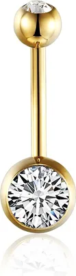 Immagine prodotto di Karisma Titanium G23 Placcato oro 24k Piercing all'ombelico con banana zirconia - Bianco - 10mm